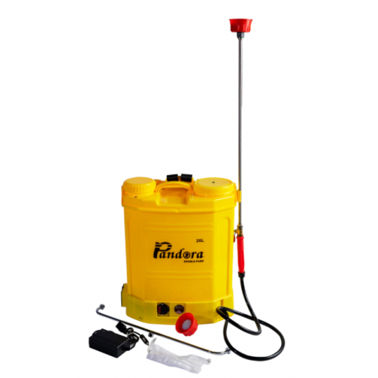 Pompa de stropit cu acumulator Pandora 16L, 7.5 Bar, 12Ah, model nou cu pompa dubla, pentru erbicidat, Vermorel