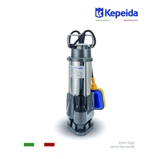 Pompă submersibilă pentru apă murdară KEPEIDA V370A-F, 370W, debit maxim 80Litri/minut, înălțime maximă de refulare 9 metri, bobinaj 100% cupru, tehnologie și design italian
