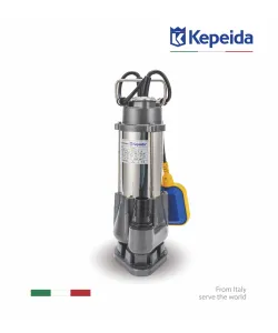Pompă submersibilă pentru apă murdară KEPEIDA V750A-F, 750W, debit maxim 280Litri/minut, înălțime maximă de refulare 12 metri, bobinaj 100% cupru, tehnologie și design italian