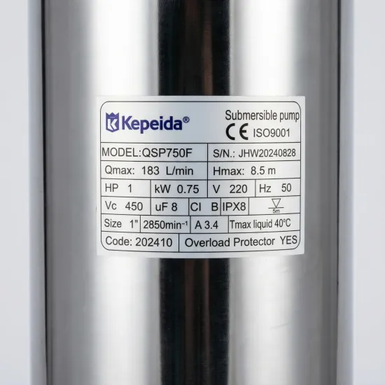 Pompa submersibila apa curata KEPEIDA QSP750F, 0.75 kW, debit max 185 Litri/minut, inaltime maxima 10 metri, bobinaj 100% cupru, otel inoxidabil, tehnologie si design italian