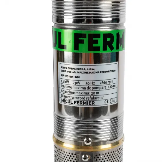 Pompa submersibila Micul Fermier, 1.1 kW, debit maxim 2700 l/h, inaltime maxima de pompare 130 m