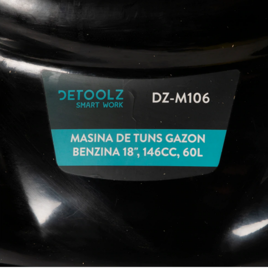 Masina de tuns iarba pe benzina Detoolz DZ-M106, 2.6 kW, 2900RPM, latime de taiere 457mm, capacitate colectare 60L