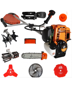 Set Motocoasa Alpin Profi 5600, Motor 4 Timpi, 7Cp + 3 x Cap prasitoare + cultivator + drujba
