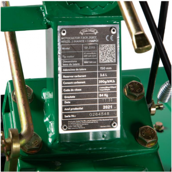 Motocultor 7,5CP, 212CC, viteze:2 inainte+1 inapoi