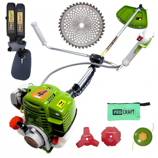 Set Motocoasa Procraft 5600, cu Motor 4 Timpi , 62CC, 7CP + Prasitoare + Cultivator + Cap Drujba