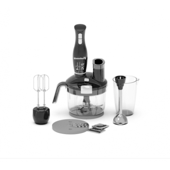 Blender 4 in 1 Hausberg HB-7710AB, capacitate bol 1.5 l, 1500 W, functie turbo, Alb/Negru