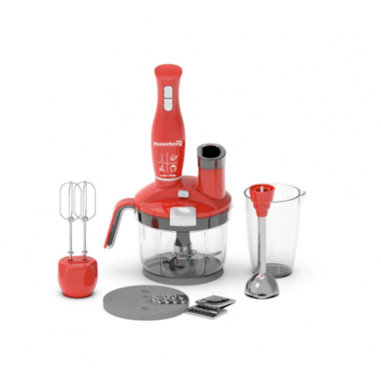 Blender 4 in 1 Hausberg HB-7710RZ, capacitate bol 1.5 l, 1500 W, functie turbo, Roz/Rosu