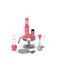 Blender 4 in 1 Hausberg HB-7710RZ, capacitate bol 1.5 l, 1500 W, functie turbo, Roz/Rosu