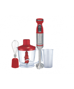 Blender de mana profesional, Hausberg HB-7700RS, 4 in 1, Cana 1000ml, Tel, Tocator, putere 1000 w, Rosu