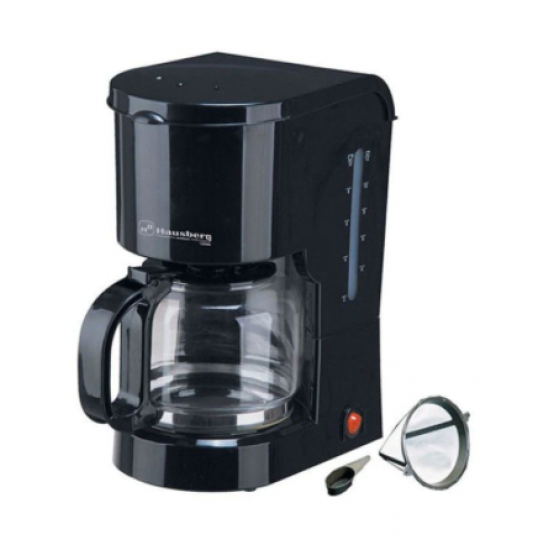 Filtru Cafea Hausberg, 12 cesti, 1.2 Litri, Filtru detasabil, Plita incalzita,1200 W,Negru