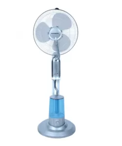 Ventilator cu pulverizare apa si umidificare Hausberg HB5600BL, 90W, 300 ml/h, 3 viteze, timer, telecomanda, Gri/Bleu