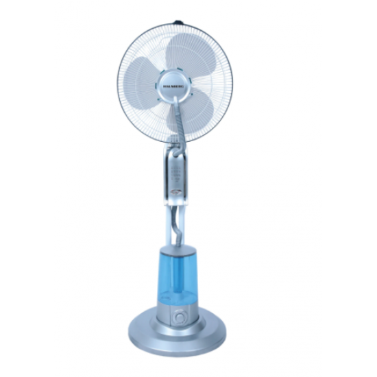 Ventilator cu pulverizare apa si umidificare Hausberg HB5600BL, 90W, 300 ml/h, 3 viteze, timer, telecomanda, Gri/Bleu