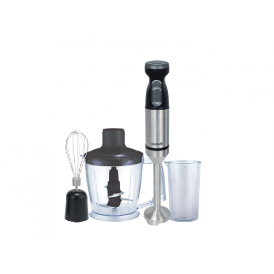 Blender de mana profesional, Hausberg HB-7700NG, 4 in 1, Cana 1000ml, Tel, Tocator, putere 1000 w, Negru