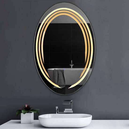 Oglinda Ovala, 90 Cm Inaltime, 60 Cm Latime, Lumina Led