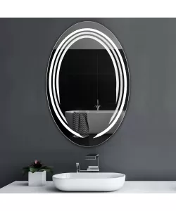 Oglinda Ovala, 90 Cm Inaltime, 60 Cm Latime, Lumina Led Oglinda Ovala, 90 Cm Inaltime, 60 Cm Latime, Lumina Led