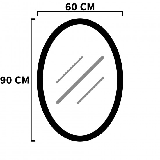 Oglinda Ovala, 90 Cm Inaltime, 60 Cm Latime, Lumina Led