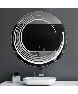 Oglinda Rotunda, Model Liniar, 80 Cm Diametru, Lumina Led, 3 Moduri de luminare