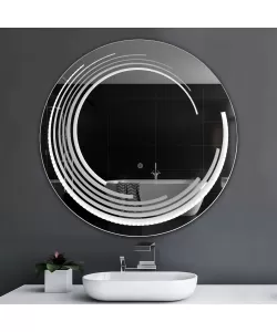Oglinda Rotunda, Model Liniar, 80 Cm Diametru, Lumina Led, 3 Moduri de luminare Oglinda Rotunda, Model Liniar, 80 Cm Diametru, Lumina Led, 3 Moduri de luminare