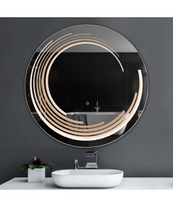 Oglinda Rotunda, Model Liniar, 80 Cm Diametru, Lumina Led, 3 Moduri de luminare