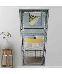 Oglinda Dreptunghiulara cu Pietricele Stralucitoare, Cu Suport, 180 Cm Inaltime, 60 Cm Latime, Lumina Led