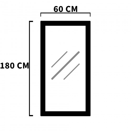 Oglinda Dreptunghiulara cu Pietricele Stralucitoare, Cu Suport, 180 Cm Inaltime, 60 Cm Latime, Lumina Led