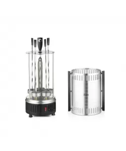 Gratar vertical, putere 900W, rotatie automata, 5 bete pentru frigarui, argintiu / ZLN 5565 Gratar vertical, putere 900W, rotatie automata, 5 bete pentru frigarui, argintiu / ZLN 5565
