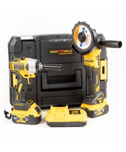 Set masina de impact si Flex KraftWorld, 2 acumulatori, 36V, 8Ah, cutie depozitare.