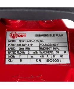 Pompa submersibila, DDT, QDX35, 850 W, Rosu/Negru