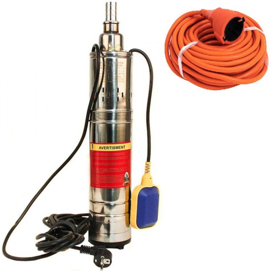 Set Pompa submersibila 1.1KW, 3m3/h, 1tol, MFE QGD3 cu Flotor, + Prelungitor 25M portocaliu