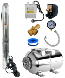 KIT Hidrofor Zinith Italy  50L Inox cu Pompa submersibila 4STM211, 1.3KW, Sistem premium complet