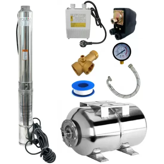KIT Hidrofor Zinith Italy 50L Inox cu Pompa submersibila 4STM211, 1.3KW, Sistem premium complet KIT Hidrofor Zinith Italy 50L Inox cu Pompa submersibila 4STM211, 1.3KW, Sistem premium complet