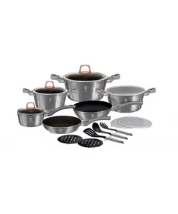 Set oale si tigai marmorate (18 piese) din aluminiu forjat Moonlight Collection Berlinger Haus BH 7037