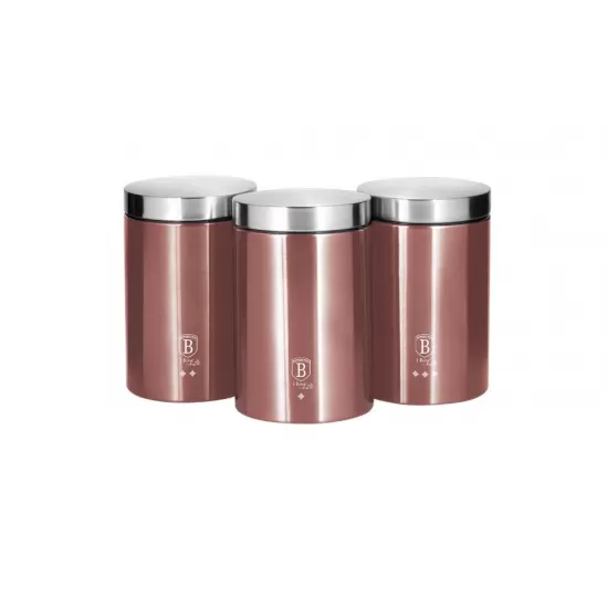 Cutii de depozitare metalica Berlinger Haus BH6270, set 3 piese, roz, I-Rose Collection