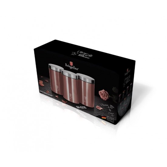 Cutii de depozitare metalica Berlinger Haus BH6270, set 3 piese, roz, I-Rose Collection