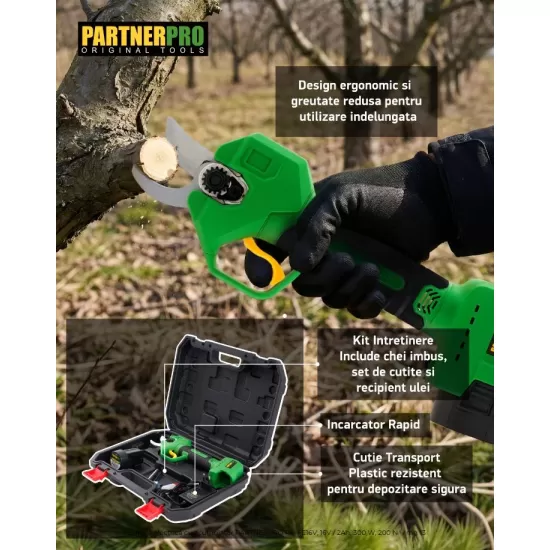 Foarfeca electrica cu acumulator PARTNERPRO PP-FE16V, 16V / 2Ah, 300 W, 200 N