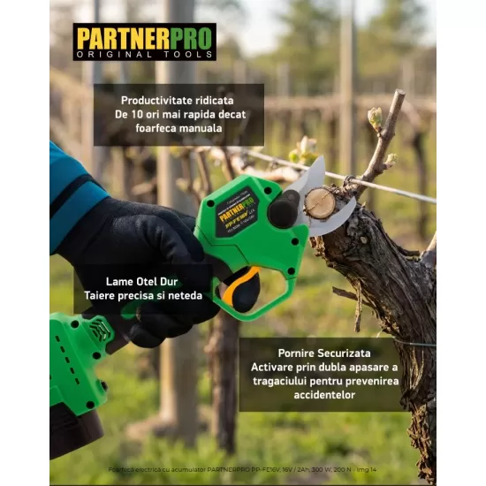 Foarfeca electrica cu acumulator PARTNERPRO PP-FE16V, 16V / 2Ah, 300 W, 200 N