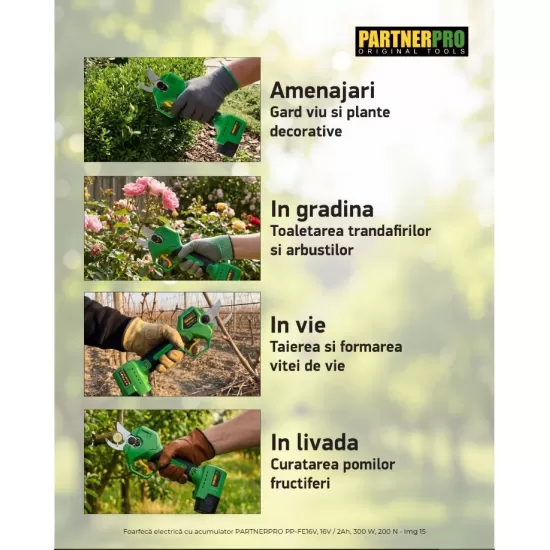 Foarfeca electrica cu acumulator PARTNERPRO PP-FE16V, 16V / 2Ah, 300 W, 200 N