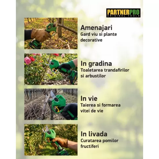 Foarfeca electrica cu acumulator PARTNERPRO PP-FE2A 20V / 2Ah, 250 N, Brushless