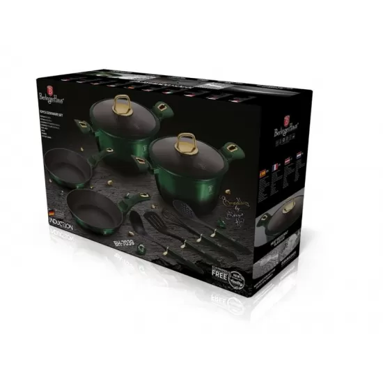 Set oale marmorate cu capace 10 piese Emerald Collection Berlinger Haus BH 7039