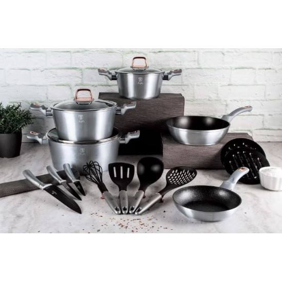 Set oale si tigai marmorate 17 piese Moonlight Edition Berlinger Haus BH 7044