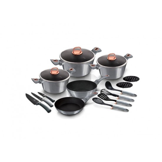 Set oale si tigai marmorate 17 piese Moonlight Edition Berlinger Haus BH 7044