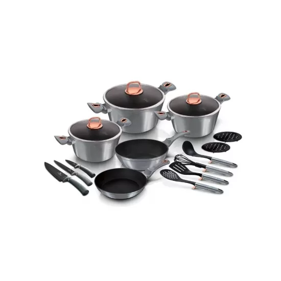 Set oale si tigai marmorate 17 piese Moonlight Edition Berlinger Haus BH 7044