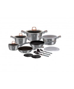Set oale si tigai marmorate (18 piese) din aluminiu forjat Moonlight Collection Berlinger Haus BH 7037