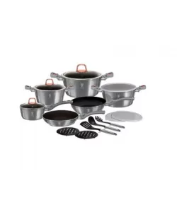 Set oale si tigai marmorate (18 piese) din aluminiu forjat Moonlight Collection Berlinger Haus BH 7037