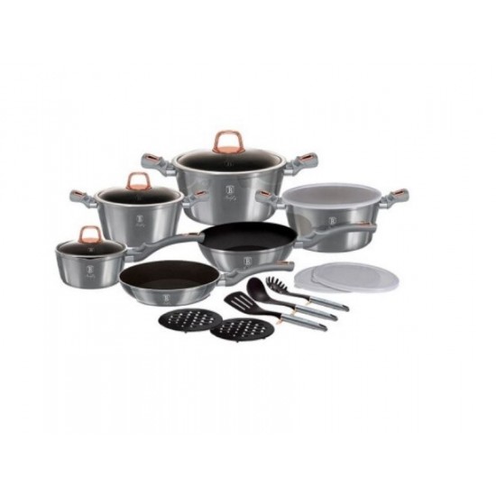 Set oale si tigai marmorate (18 piese) din aluminiu forjat Moonlight Collection Berlinger Haus BH 7037