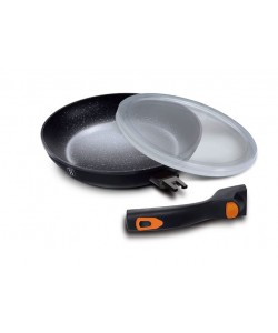 Tigaie cu maner detasabil, Berlinger Haus, Diamond Line, Aluminiu/Granit, 28 cm, Negru