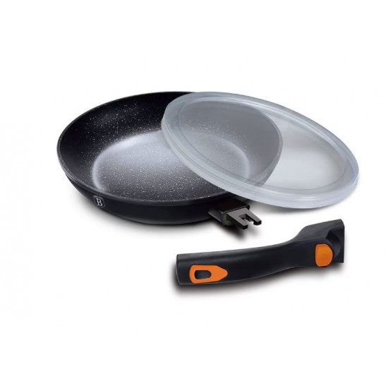 Tigaie cu maner detasabil, Berlinger Haus, Diamond Line, Aluminiu/Granit, 28 cm, Negru