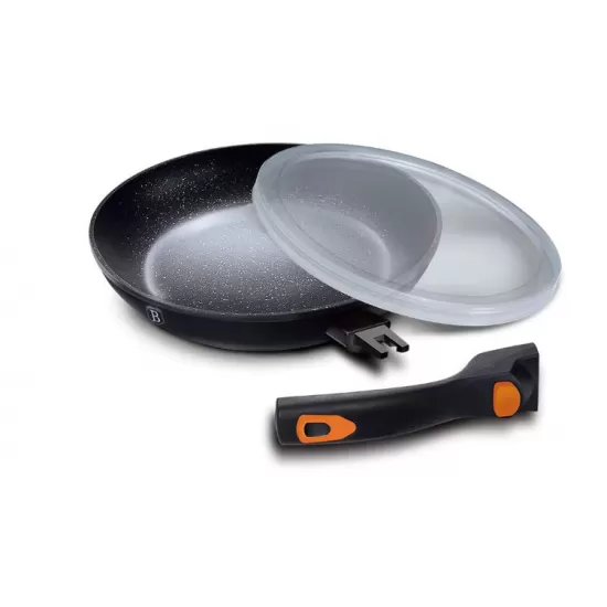 Tigaie cu maner detasabil, Berlinger Haus, Diamond Line, Aluminiu/Granit, 28 cm, Negru
