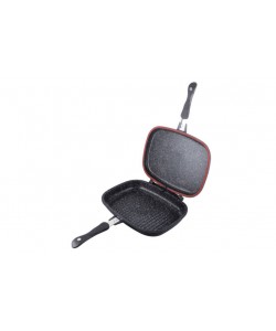 Tigaie grill dubla 32cm x 22cm, Granit Diamond Line, invelis marmura, BH-6580