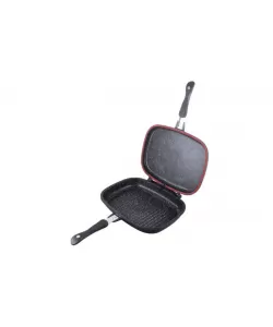 Tigaie grill dubla 32cm x 22cm, Granit Diamond Line, invelis marmura, BH-6580